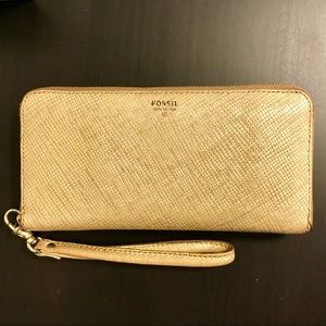 Fossil Zip-Around Wallet - Gold